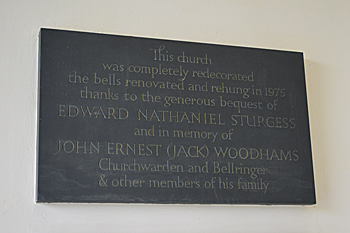 Restoration plaque in the porch February 2014